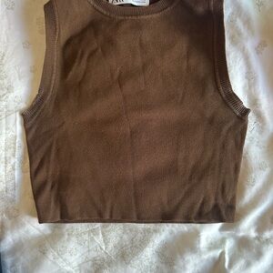 Zara Brown Sleeveless Top